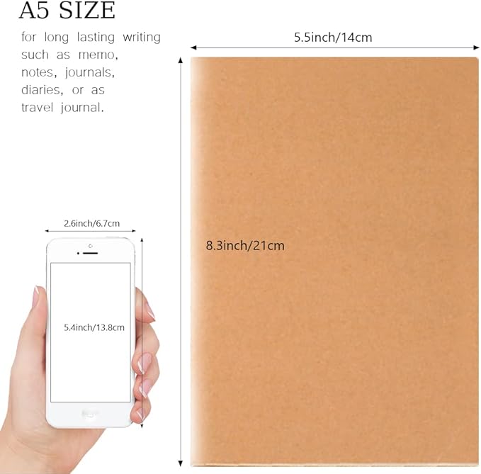 90pack Bulk A5 Journal Notebook, Kraft Cover 80 Pages Lined Paper Journal for Traveler, Notes, Memo - Bulk Journals Sewn Brown Notebook for School Supplies, Office Supplie (line 80pages, 90pack)