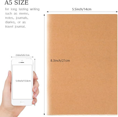 90pack Bulk A5 Journal Notebook, Kraft Cover 80 Pages Lined Paper Journal for Traveler, Notes, Memo - Bulk Journals Sewn Brown Notebook for School Supplies, Office Supplie (line 80pages, 90pack)