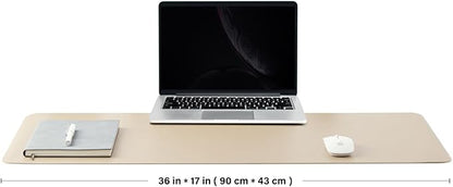 HOMIEAZICOZI Leather Desk Mat - Non-Slip PU Pad for Office and Home Organization Accessories Ideal Large Mouse Mats on Top of Desks (Champagne Gold,36''x 17'') (DPD-CG-L)