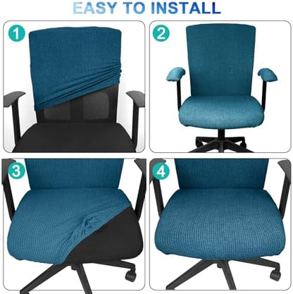 Tallew 4 Pcs Office Chair Covers Stretchable Armrest Seat,XL,Emerald Green