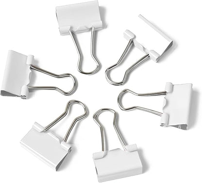 50 Pack Small White Binder Clips 3/4 Inch (19 mm), Colored Little Paper Clamps, Tiny Mini Paper Clips for Office Home School Business 0.75"