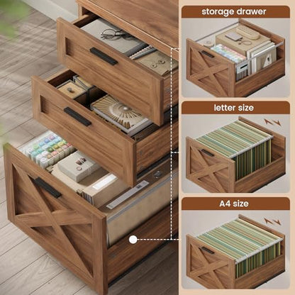 55.1" Farmhouse Executive Office Desk with 3 Drawers for Home Office