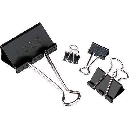 Acco 72050 Medium Binder Clips, 1-1/4-Inch W, 5/8-Inch Cap, Blk/Silver, Sold as 1 Dozen