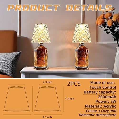 2 Pack Wine Bottle Lamp Crystal Clear
