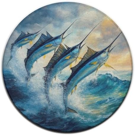 Highly Premium Quality Floor Mat, Office Chair Decor Mat, Room Sofa Yoga Soft Round Carpet Whimsical Fish Painting, 36inch