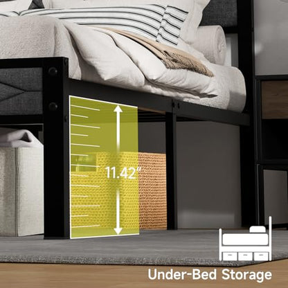 Easy Assembly Upholstered Queen Bed Frame&Soft Padded Headboard