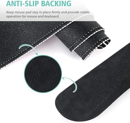 4 in 1 Large Mouse Pad,Keyboard Wrist Rest Set,Desk Mat with Stitched Edges Thicken Desk Pad,Wrist Support for Keyboard and Mouse,Desk Mat for Home Office Game(Black Marble)