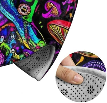 Highly Premium Quality Floor Mat, Office Chair Decor Mat, Room Sofa Yoga Soft Round Carpet Trippy Mushroom Magic Art, 60inch