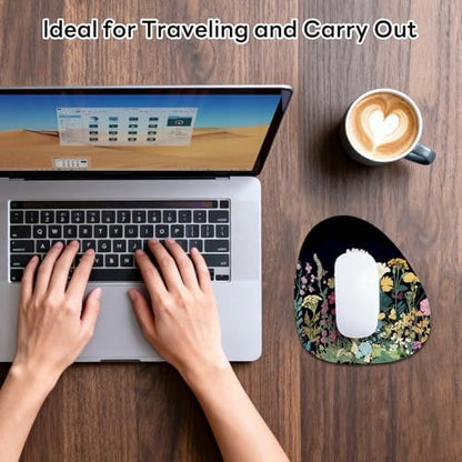 Water Drop Mouse Pad 7.3x8in Non-Slip for Laptop, Wildflowers