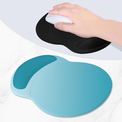 ITNRSIIET Ergonomic Mouse Pad with Comfort Gel Wrist Rest, Non-Slip PU Base, Smooth Textured Surface, Reduces Hand Fatigue & Wrist Pain, 8.7 x 7.2 Inch for Office Gaming Home, Ombre Blue Gradient
