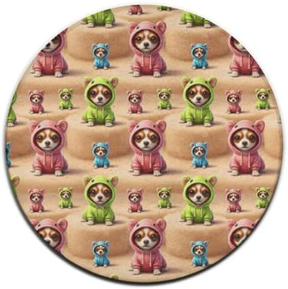 Women's Large Home Decor Mat, Soft Round Yoga Carpet, Non Slip Machine Washable Home Office Circle Rug Cute Chihuahua Puppy Dog, 24inch