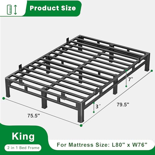 7 Inch Queen Bed Frame Double Layer 2 in 1 Platform with Round Corner