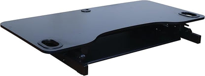 Rocelco 45" Height Adjustable Standing Desk Converter - Slide Out Retractable Keyboard Tray - Sit Stand Up Triple Monitor Riser - Dual Piston Lift Tabletop Computer Workstation - Black (R ADRB-45)