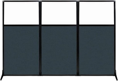Versare Workstation Partition | Portable Wall Divider | Modern Office Cubicle | Free Standing Privacy Screen | Flexible Work Space | 99" x 70" W/Window, Blue Spruce Fabric Panels