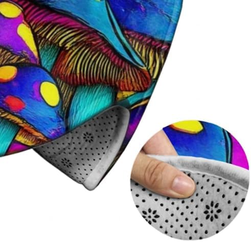 Highly Premium Quality Floor Mat, Office Chair Decor Mat, Room Sofa Yoga Soft Round Carpet Trippy Tie Dye Magic Mushrooms Art, 36inch