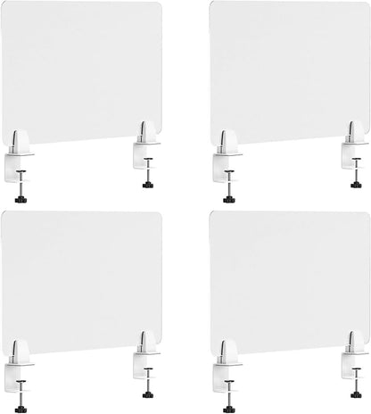 Desk Divider 4 Pcs Desk Privacy Panel 23.6''L x 15.8W'' Office Partitions Frosted Acrylic Panel Pack of 4 Desk Divider Partition with Adjustable Universal Base