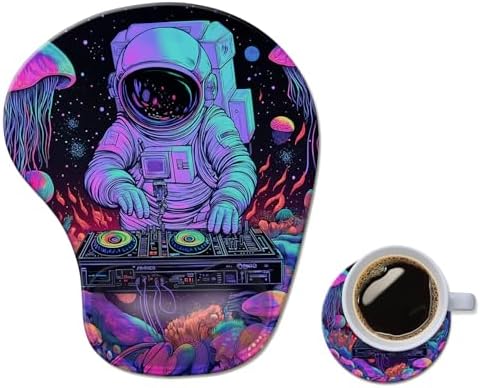 Ergonomic Mouse Pad with Wrist Rest,Comfortable Computer Gel Mouse Pad Wrist Support for Laptop,Pain Relief Mousepad with Non-Slip PU Base Cyberpunk Space