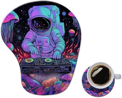 Ergonomic Mouse Pad with Wrist Rest,Comfortable Computer Gel Mouse Pad Wrist Support for Laptop,Pain Relief Mousepad with Non-Slip PU Base Cyberpunk Space