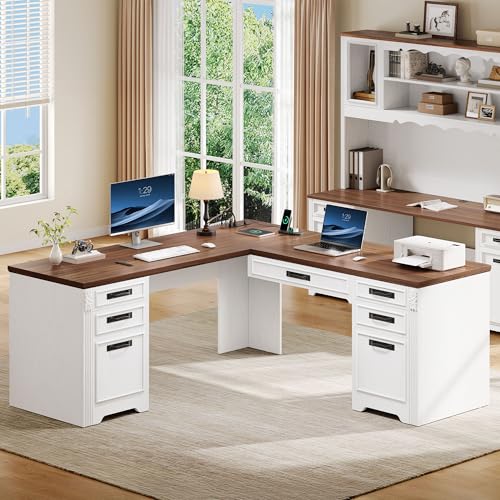 L Shaped Executive Desk with Lift Top & Drawers