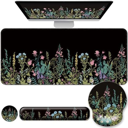 Desk Mat Set Keyboard and Mouse Pad with Wrist Rest Support