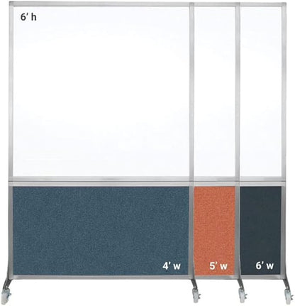 DivideWrite Mobile Whiteboard | Double Sided Dry Erase Board | Portable Office Cubicle Partition | Display for Classrooms, Conference Rooms, Meeting Areas and More | Ocean Fabric 5' Wide X 6' Tall