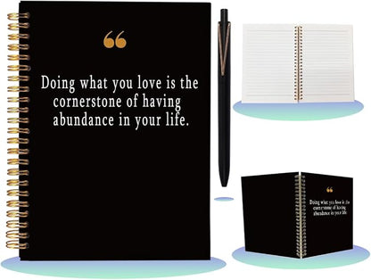 Notebook with Pen Set Positive Affirmations Gifts, A5 Spiral Inspirational Journal for Work, 160 Pages College Ruled Office Stationery, Coworker Appreciation Gift, Black & Gold