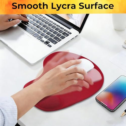 Mouse Pad with Wrist Support, 2-Pack Ergonomic Mousepad with Wrist Rest, Gaming Mouse Pad with Non-Slip PU Base, Relieve Pain Relief, for Home Office Computer Laptop, Red
