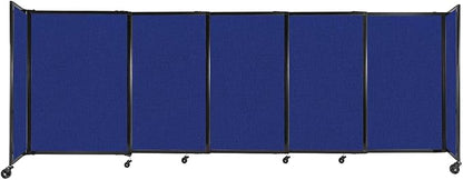 Versare Straightwall Sliding Portable Wall Partition | Freestanding Office Dividers | Locking Wheels | Temporary Room Separator | 11'3'' Wide x 4' Tall Royal Blue Fabric Panels