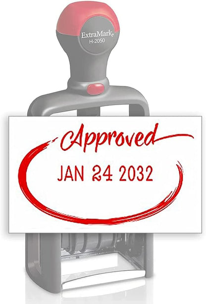 Heavy Duty Style Office Date Stamp with Approved - Self Inking Dater - Style C - Red Ink Color