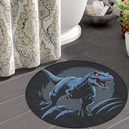 Soft Round Yoga Carpet, Office Chair Decor Round Mat for Carpet and Hardwood Floors Dino Dinosaur