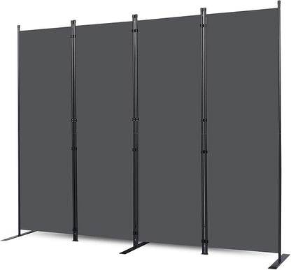CHOSENM Wall Divider, 4 Panel Room dividers and Folding Privacy Screens with Wider Support Feet, 6 Ft Portable Privacy Screen for Room Separator, 88" W X 71" H, Grey