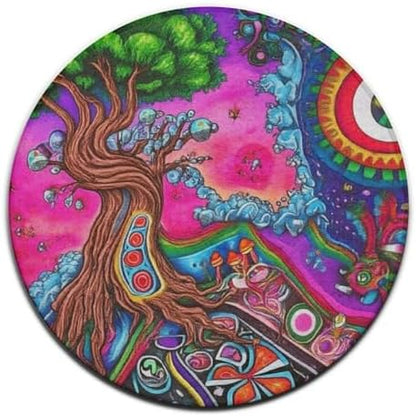 Highly Premium Quality Floor Mat, Office Chair Decor Mat, Room Sofa Yoga Soft Round Carpet Trippy Mushrooms Painting, 36inch