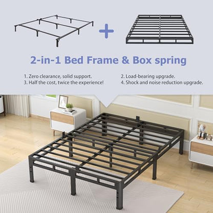 Metal Platform Bed Frame King Size, 12 Inch Dual-Layer Heavy Duty Base