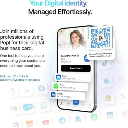 Popl Smart NFC Business Card - Sleek Modern Digital Business Card w/Instant App-Free Sharing - Customizable NFC Cards Compatible w/iPhone & Android (Silver)