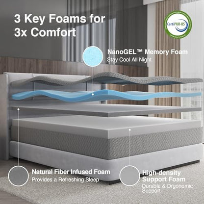 14 inch King Size Mattress, Cooling Memory Foam Mattress King