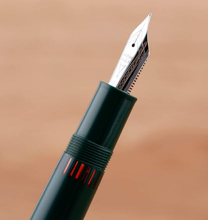erofa Majohn P136 Piston Fountain Pen 1.1mm Stub Nib with Box, Green Resin Writing Gift Pen Set