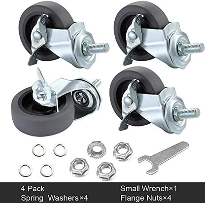 Caster Wheels, 3" Locking Swivel Threaded Stem Casters Set with Brake of 32