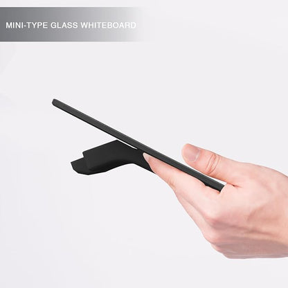 TOWON Small White Board for Desk with Clock, Small Desktop Whiteboard Glass with Pen Holder, Time Reminder Dry Erase Board, Whiteboard for Desk, Digital LCD Display, for Home Office, Black, 8 x 6 in