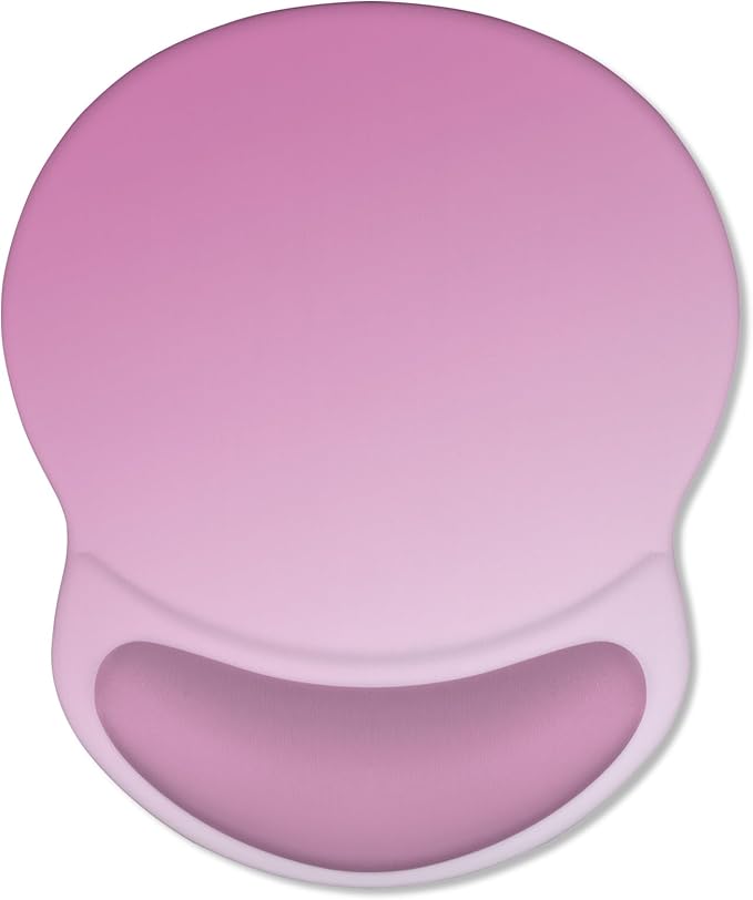 ITNRSIIET Ergonomic Mouse Pad with Comfort Gel Wrist Rest, Non-Slip PU Base, Smooth Textured Surface, Reduces Hand Fatigue & Wrist Pain, 8.7 x 7.2 Inch for Office Gaming Home, Soft Pink Gradient