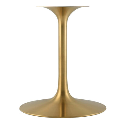 48" Round Artificial Dining Table with Tapered, Metal Base, Gold Travertine