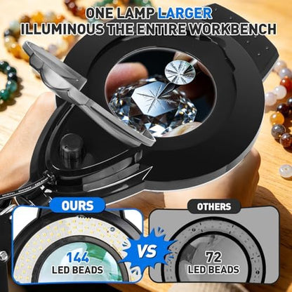 KIRKAS LED Magnifying Lamp with Clamp, 2,200 Lumens Dimmable 35in 12X 30X
