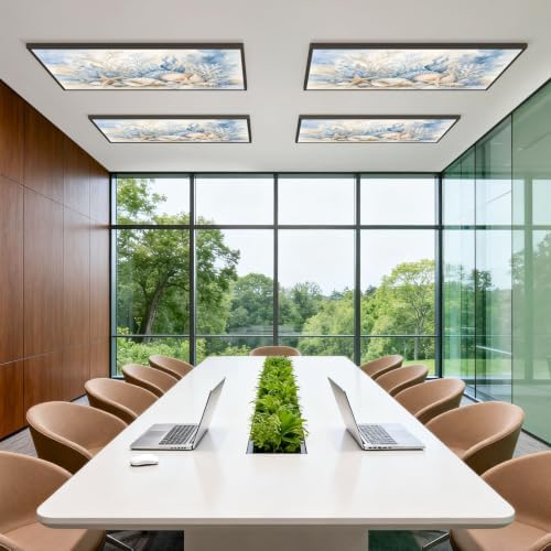 4 Pcs Fluorescent Light Covers for Ceiling Lights beige shells stars pebbles Magnetic Light Filters Decorative for Classroom Office Hospital Home 4x2 Ft