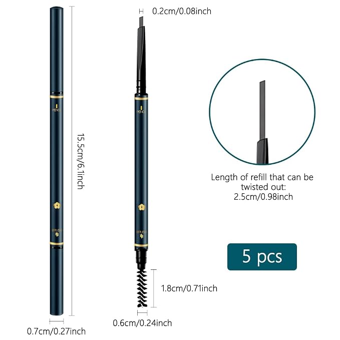 FeiCuiYun 5 Pcs Eyebrow Pencils for Women, Waterproof Professional Makeup Micro Brow Pencil, Grey Brow Kit with Eyebrow Brush, Ultra-Fine Mechanical Pencil, Vegan&Cruelty-Free (C04#Grey)