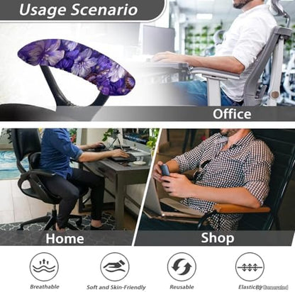 Hibiscus Butterfly Print Office Chair-Arm Cover, Breathable Soft Chair Arm Covers Set of 2, Stretchable Comfortable Computer Chair Slipcover for Desk Chairs Arm