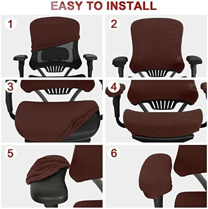 Tallew 4 Pcs Office Chair Covers Stretchable Armrest Seat,XL,Dark Brown