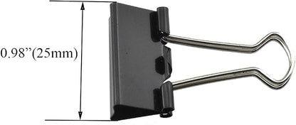 HAHIYO Binder Clips Paper Clamps Spring Steel Sturdy Small 0.98 inches Width 0.37 Inch Capacity No Sharp Edges Heavy Duty Tight Grip Reusable Black Metal Bright Finish for Home Office School 28 Pack