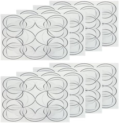 Shrahala Geometric Pattern Placemats, Symmetrical Circle Design Table Mat Linen Burlap Washable Double-Deck Heat Insulation for Dining/Kitchen Table Set of 8 (12 X 18 Inch)