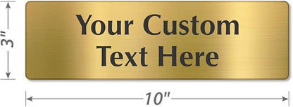 SmartSign Custom Brass Sign - 3" x 10", 40 mil REAL Bugle Brass Metal, Personalized Name Door Sign, Heavy-Duty Premium Engraved Door/Wall Mount Plaque for Business/Office, Gold and Black