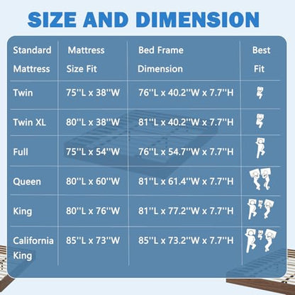 Queen Platform Bed Frame, No Headboard, Walnut Engineered Wood
