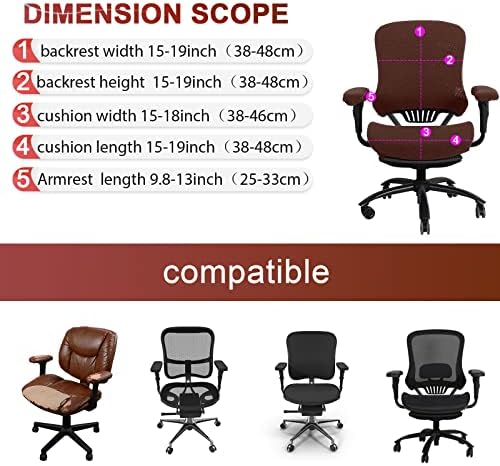 Tallew 4 Pcs Office Chair Covers Stretchable Armrest Seat,XL,Dark Brown
